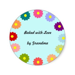 Baked with Love Flower Wreath Label Stickers