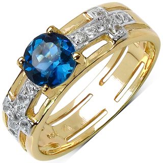 Malaika Goldplated Sterling Silver 1 1/5ct TGW Blue and White Topaz Ring Malaika Gemstone Rings