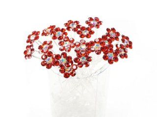 Red Crystal Flower Hair Pins Ideal for Bridal Party, Bridesmaids, Proms, Pageants Hair Pins, Pack of 20 Toys & Games