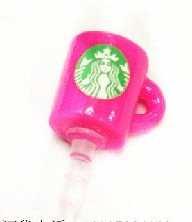 Dust Plug  Earphone Jack Accessories Lovely Starbucks Hot Pink Coffee Cup Style/ Cell Charms / Ear Jack for Iphone 4 4s / Ipad / Ipod Touch / Other 3.5mm Ear Jack      From NY       Cell Phones & Accessories
