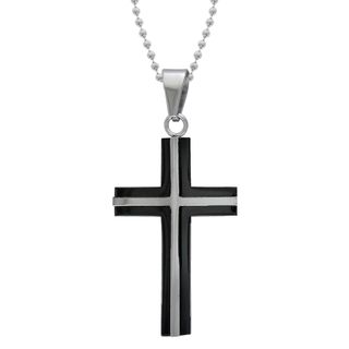 Black Ion plated Stainless Steel Men's Cross Necklace Men's Necklaces
