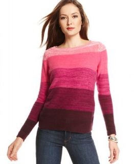 Charter Club Sweater, Long Sleeve Cashmere Striped Marled Knit   Sweaters   Women