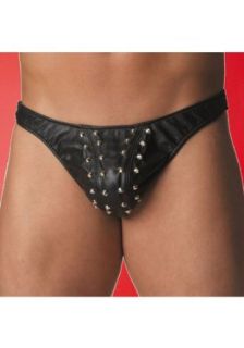 ALLURE LINGERIE 24 202 Studded Leather Thong colorBLACK sizeO/S Adult Exotic Thong Underwear Clothing