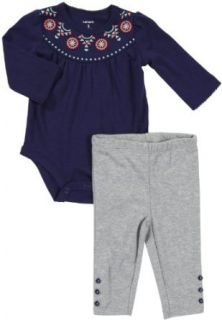 Carter's Baby Girls' 2 pc L/S Bodysuit Set   Denim/Pink   Newborn Clothing
