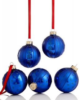 Martha Stewart Collection Christmas Ornaments, Box of 5 Glass Blue   Holiday Lane