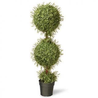 Artificial Topiary Tree 48" Mini Tea Leaf Two Ball in Green Growers Pot