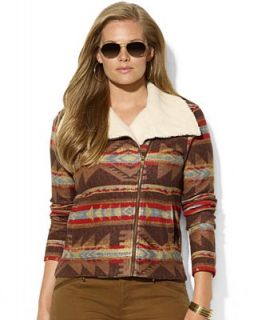 Lauren Ralph Lauren Plus Size Southwestern Print Asymmetrical Zip Jacket   Jackets & Blazers   Plus Sizes