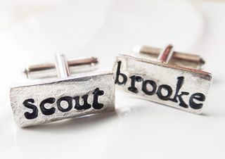 personalised silver name cufflinks by jojojewellery