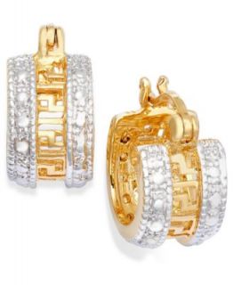 Victoria Townsend 18k Rose Gold over Sterling Silver Earrings, Diamond Accent Greek Key Hoop Earrings   Earrings   Jewelry & Watches