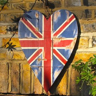 vintage style union jack hanging heart by london garden trading