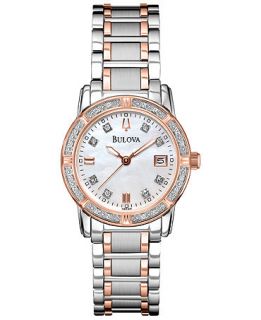 Bulova Womens Diamond Accent Two Tone Stainless Steel Bracelet Watch 26mm 98R199   A Exclusive   Watches   Jewelry & Watches