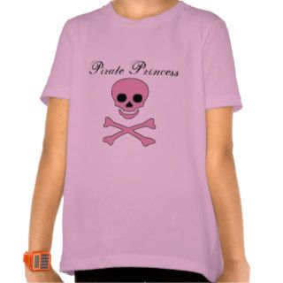 Girls Pink Jolly Roger Pirate Princess T Shirt