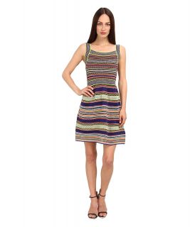 M Missoni Ribbon Stripe Knit Tank Dress Womens Dress (Purple)