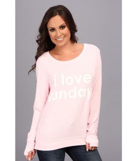 Peace Love World I Love Sundays Comfy Womens T Shirt (Pink)