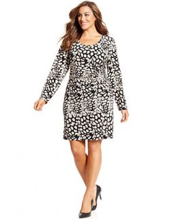 Calvin Klein Plus Size Animal Print Ruched Dress   Dresses   Plus Sizes