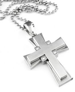 Simmons Jewelry Co. Stainless Steel & Diamond Cross Pendant (1/8 ct. t.w.)   Necklaces   Jewelry & Watches