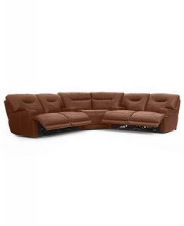 Ricardo Leather Reclining Sectional Sofa, 3 Piece Power Recliner (2 Loveseats and Wedge) 123W X 123D X 38H   Furniture