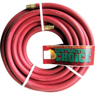 Industrial Red Rubber Hose   3/4 Inch x 50ft., 3/4 Inch NPT Fittings, 200 PSI,