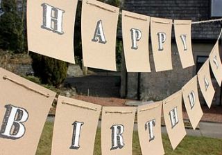 'happy birthday' handpainted bunting by little silverleaf