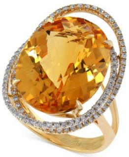14k Gold Ring, Citrine (5 1/2 ct. t.w.) and Diamond (1/4 ct. t.w.) Marquise Ring   Rings   Jewelry & Watches