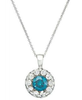 Bella Bleu by EFFY Blue and White Diamond Accent Pendant in 14k White Gold   Necklaces   Jewelry & Watches