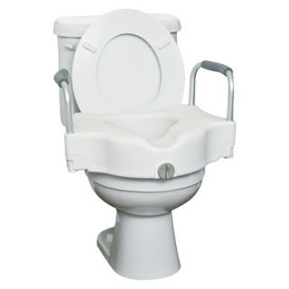 Lumex Locking Raised Toilet Seat With Removable Armrests   White