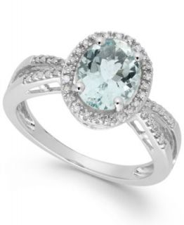 14k White Gold Aquamarine (1 ct. t.w.) and Diamond Accent Ring   Rings   Jewelry & Watches