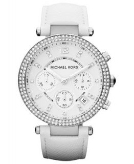 Michael Kors Womens Chronograph Parker White Leather Strap Watch 39mm MK2277   Watches   Jewelry & Watches