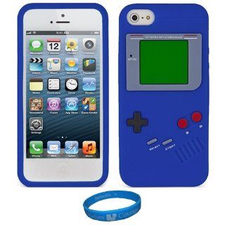 Magic Royal Blue Gameboy Retro Design Premium Silicone Skin Cover for Apple iPhone 5 NEWEST MODEL + SumacLife TM Wisdom Courage Wristband Cell Phones & Accessories
