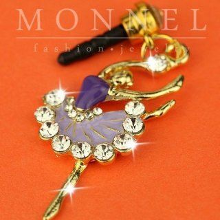 ip189 Purple Crystal Ballerina Anti Dust Plug Cover Charm for Iphone 4 4S Smart Phone Cell Phones & Accessories