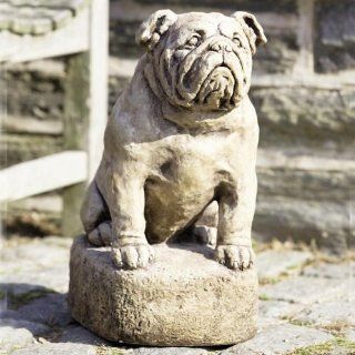 Campania International Petey The Bulldog Cast Stone Garden Statue Aged Limestone   A 317 AL  Outdoor Statues  Patio, Lawn & Garden