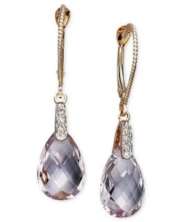 14k Rose Gold Earrings, Pink Amethyst and Diamond Accent Pear Brio Earrings (5 1/5 ct. t.w.)   Earrings   Jewelry & Watches