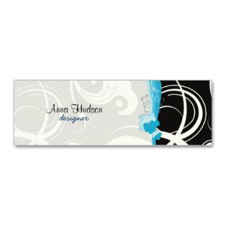Whimsical Trendy Chic Swirls Black White Blue Business Card Templates