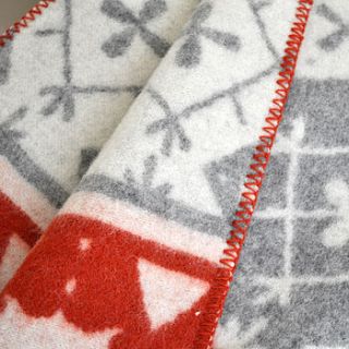 rust/grey lambswool folk blanket by primrose & plum