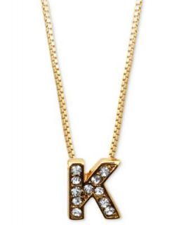 Anne Klein Gold Tone Pave Glass J Initial Pendant Necklace   Fashion Jewelry   Jewelry & Watches