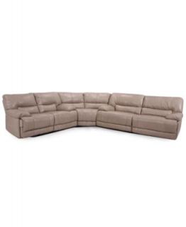 Damon Leather 3 Piece Power Reclining Sectional Sofa (Sofa, Wedge and Loveseat)   Furniture
