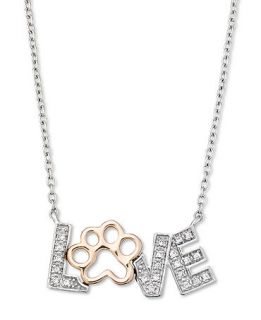 ASPCA� Tender Voices� Diamond Necklace, Sterling Silver and Rose Gold Plated Diamond Love Pendant (1/10 ct. t.w.)   Necklaces   Jewelry & Watches