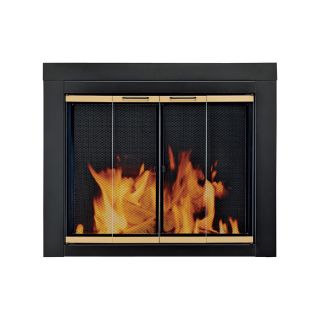 Pleasant Hearth Arrington Fireplace Glass Door — For Masonry Fireplaces, Large, Black/Gold Finish, Model# AR-1022  Fireplace Doors