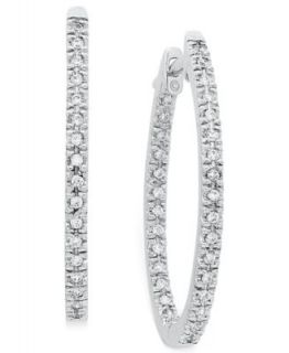 Diamond Earrings, 14k White Gold Diamond In and Out Hoop Earrings (1 ct. t.w.)   Earrings   Jewelry & Watches