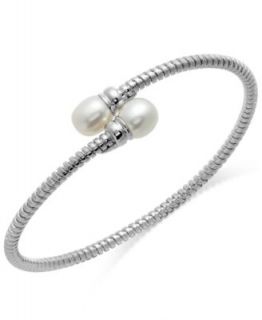 Pearl Bracelet, Sterling Silver Cultured Freshwater Pearl Sparkle Bangle   Bracelets   Jewelry & Watches