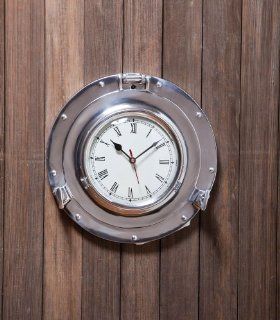 Waterside Retreat Metal Porthole Wall Clock   Nautical Wall Clocks