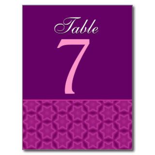 Purple and Magenta Wedding Table Number Card Z411 Post Card