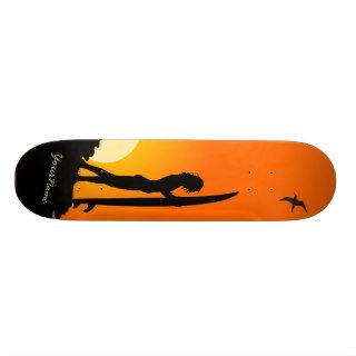 surfer girl sunset beach skateboard