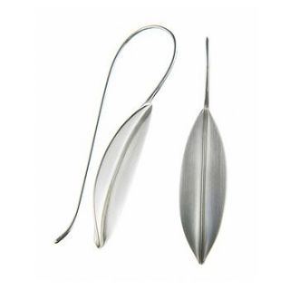 long silver leaf earrings by louise mary designs