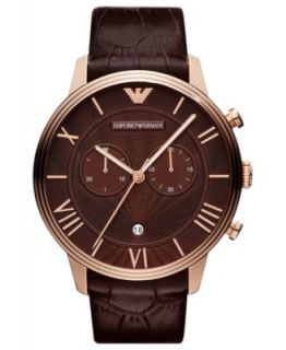 Emporio Armani Watch, Mens Brown Croco Leather Strap 41mm AR1613   Watches   Jewelry & Watches