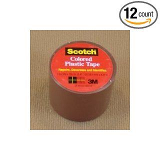 3M Scotch 191 Colored Plastic Tape, 125" Length x 1 1/2" Width, Brown (Pack of 12) Masking Tape