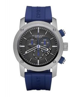 Burberry Watch, Mens Chronograph Blue Rubber Strap 44mm BU7711   Watches   Jewelry & Watches