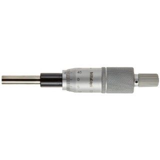Mitutoyo 150 191 Micrometer Head, Middle Size, 0 25mm Range, 0.01mm Graduation, +/ 0.002mm Accuracy, Ratchet Stop Thimble, Clamp Nut, Flat Face