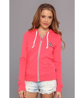 Converse French Terry Chuck Patch Full Zip Hoodie Womens Sweatshirt (Pink)