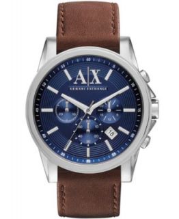 AX Armani Exchange Watch, Mens Chronograph Dark Brown Leather Strap 45mm AX2090   Watches   Jewelry & Watches